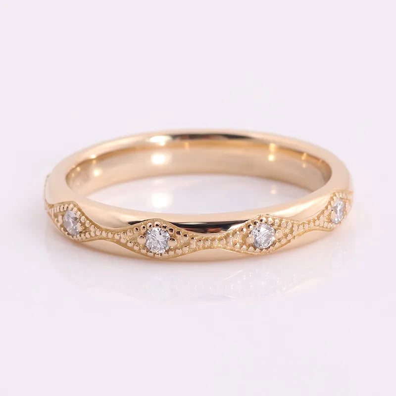 10K-18K , Moissanite Anniversary Ring Band ,Wedding Rings