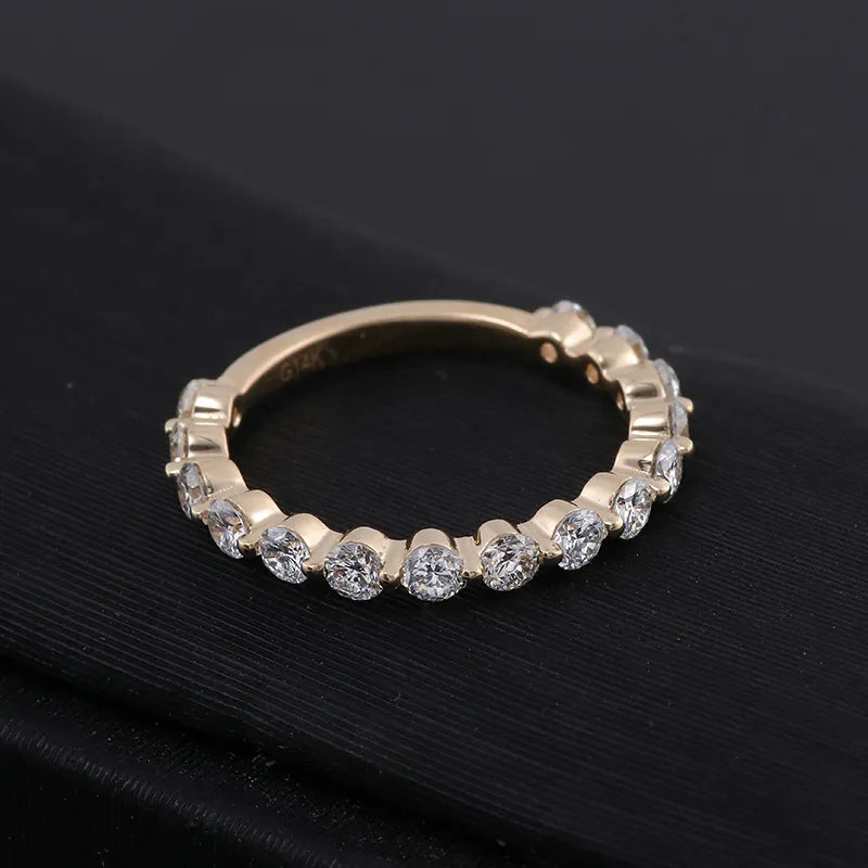 10K-18K , Round Brilliant Cut Moissanite Band,Wedding Rings