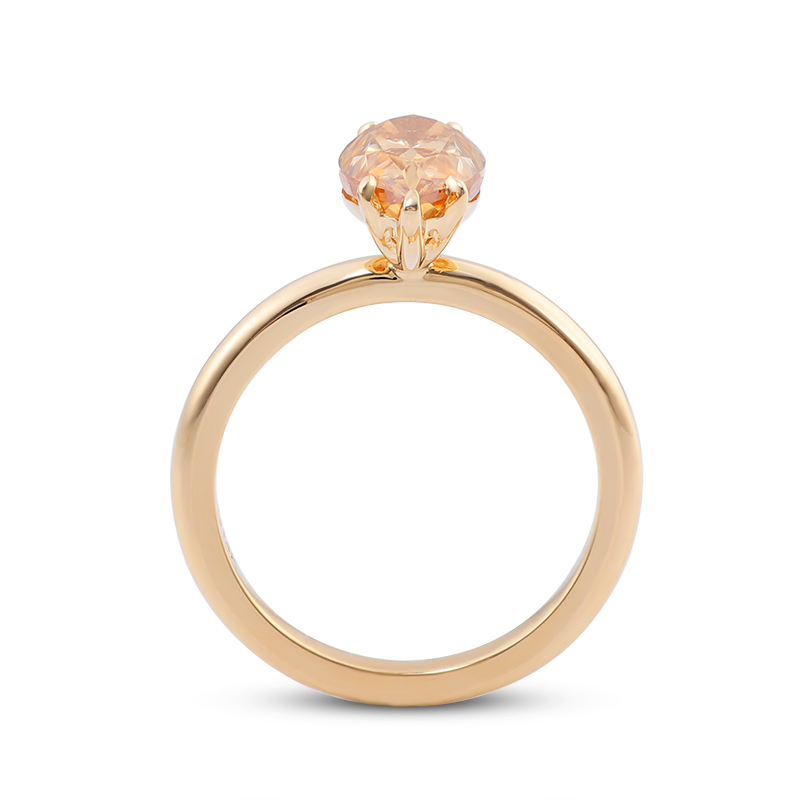 10K-18K , Champagne Marqiuse Cut Moissanite Solitaire Ring