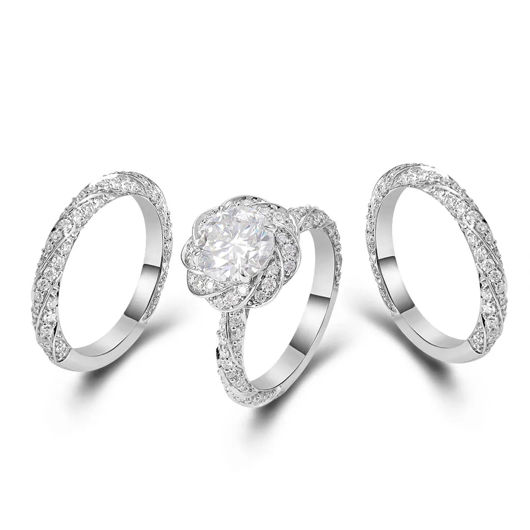 Round Cut Moissanite Women’s Wedding Ring Set,Wedding Rings