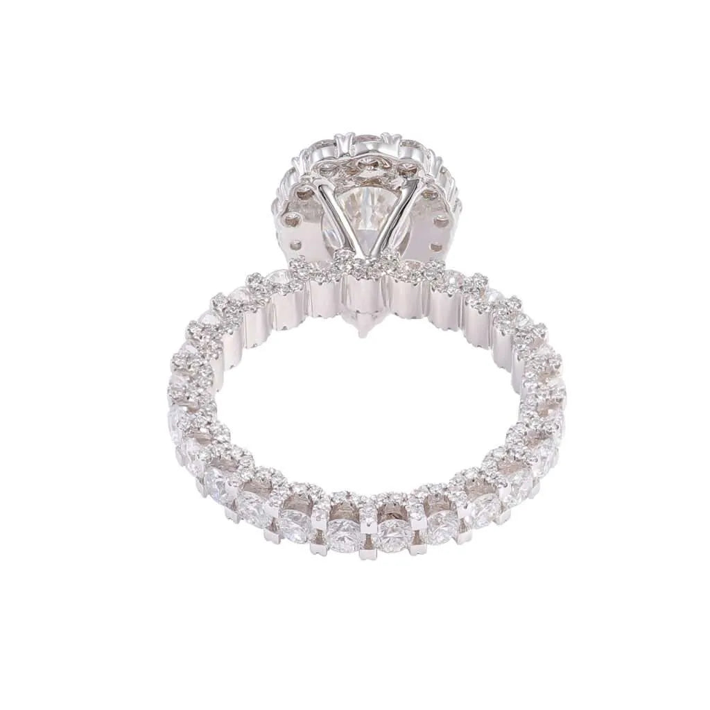 10K-18K , Moissanite Pear-Shaped Diamond Halo Eternity Ring