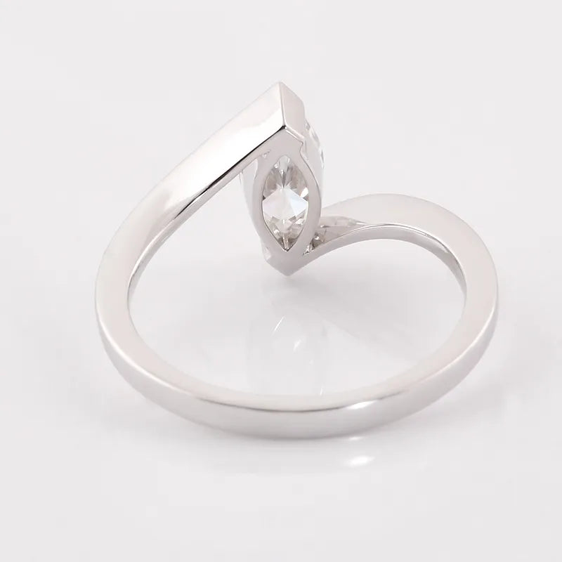 10K-18K , Colorless Marquise Moissanite Ring