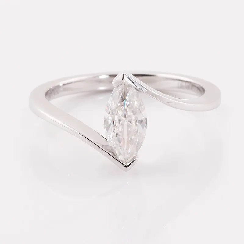 10K-18K , Colorless Marquise Moissanite Ring