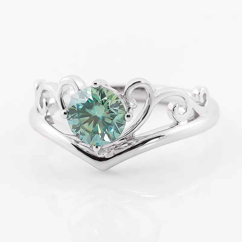 10K-18K , Light Blue Moissanite Special Engagement Ring