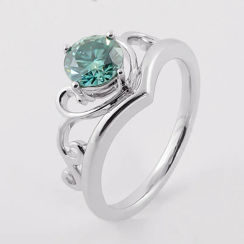 10K-18K , Light Blue Moissanite Special Engagement Ring