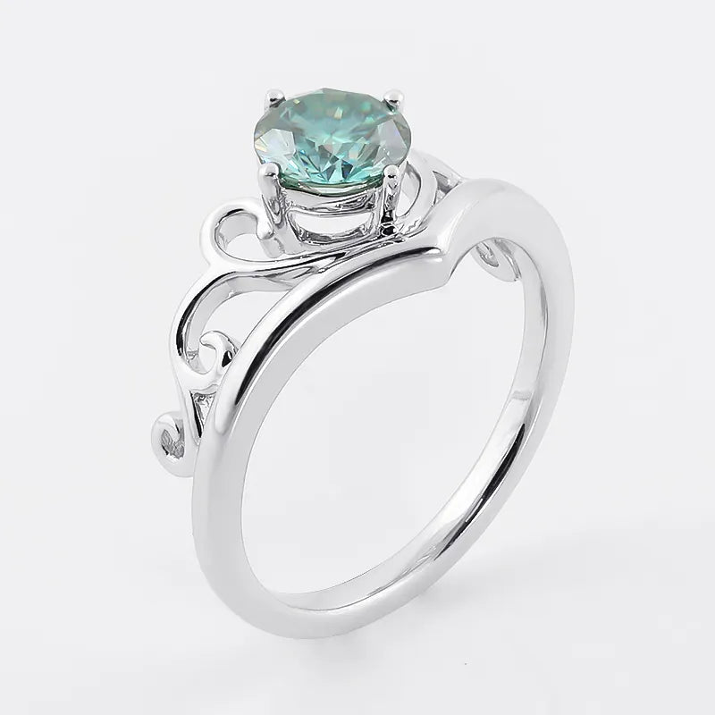 10K-18K , Light Blue Moissanite Special Engagement Ring