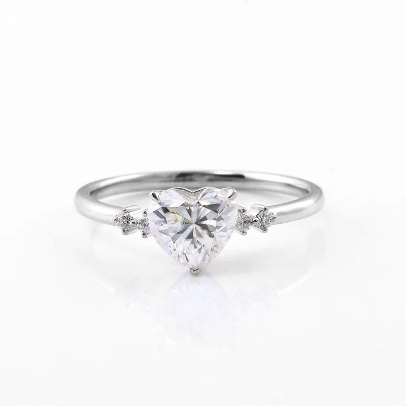 10K-18K , Heart Shaped Moissanite Engagement Ring