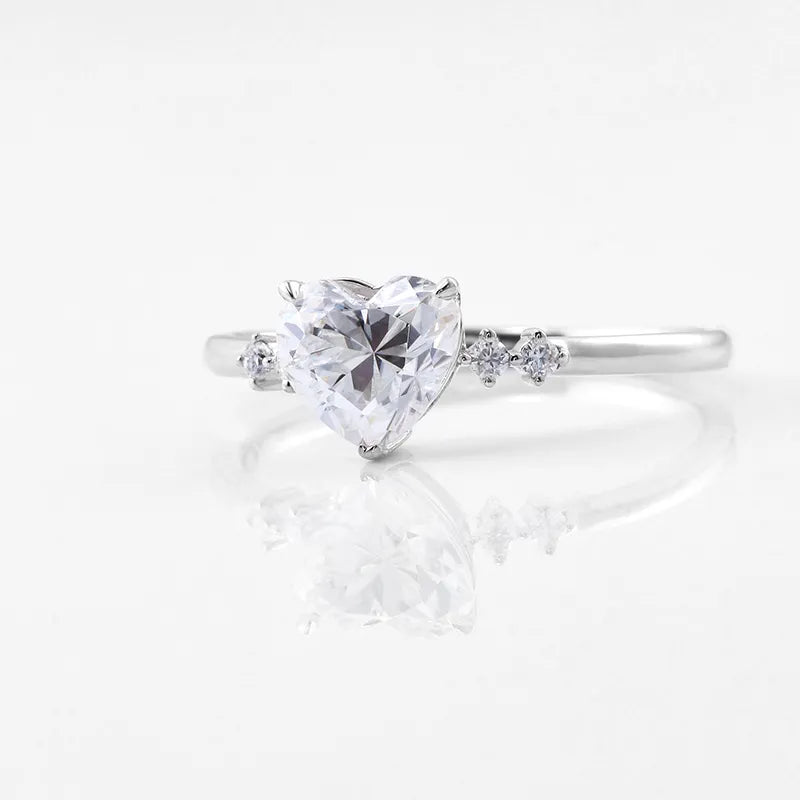 10K-18K , Heart Shaped Moissanite Engagement Ring