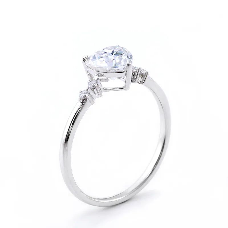 10K-18K , Heart Shaped Moissanite Engagement Ring