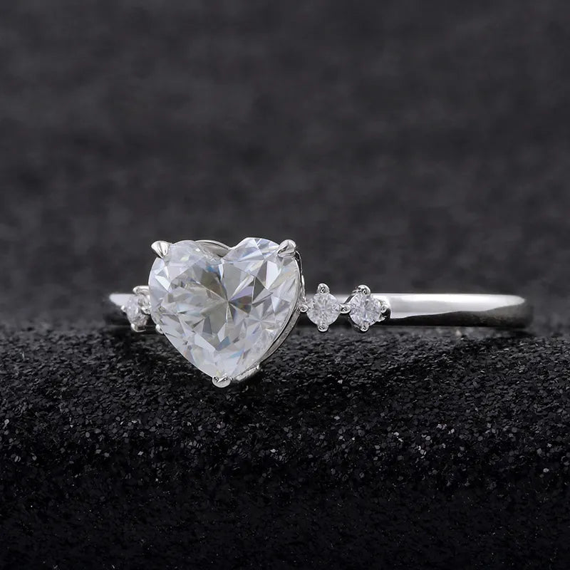 10K-18K , Heart Shaped Moissanite Engagement Ring