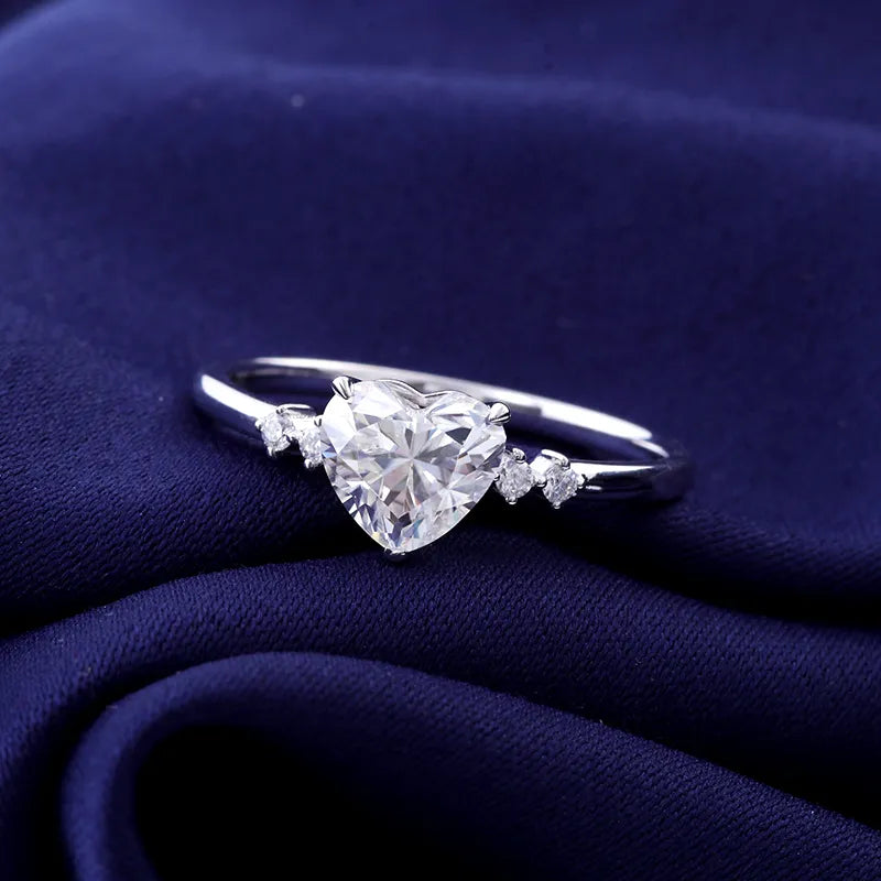 10K-18K , Heart Shaped Moissanite Engagement Ring