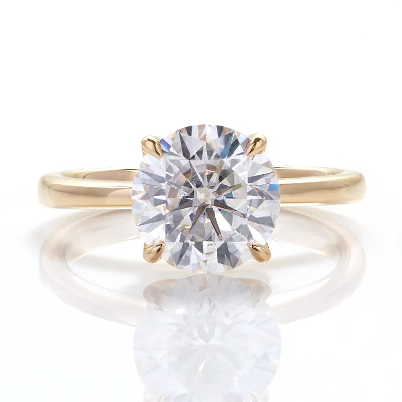 10K-18K ,Round Brilliant Cut Moissanite Classic Solitaire Style Ring,ENGAGEMENT RING