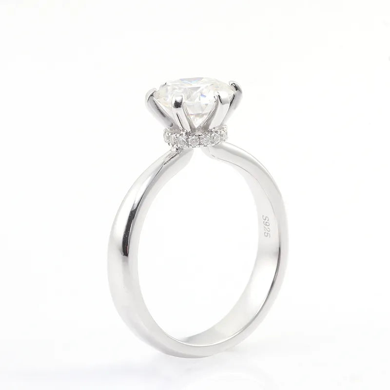 10K-18K , Classic 6-Prong Round Brilliant Cut Moissanite Solitaire Ring