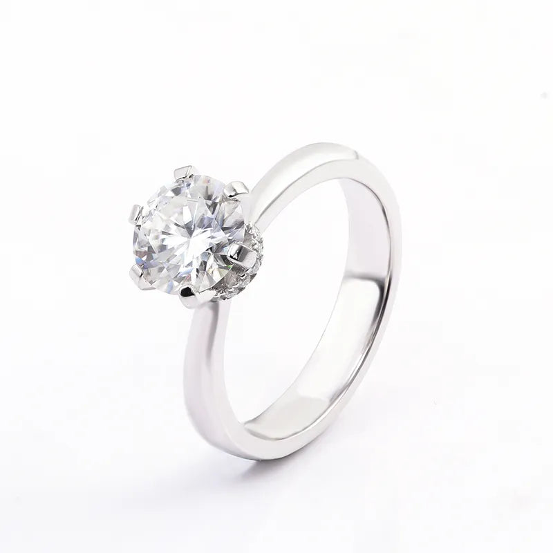 10K-18K , Classic 6-Prong Round Brilliant Cut Moissanite Solitaire Ring