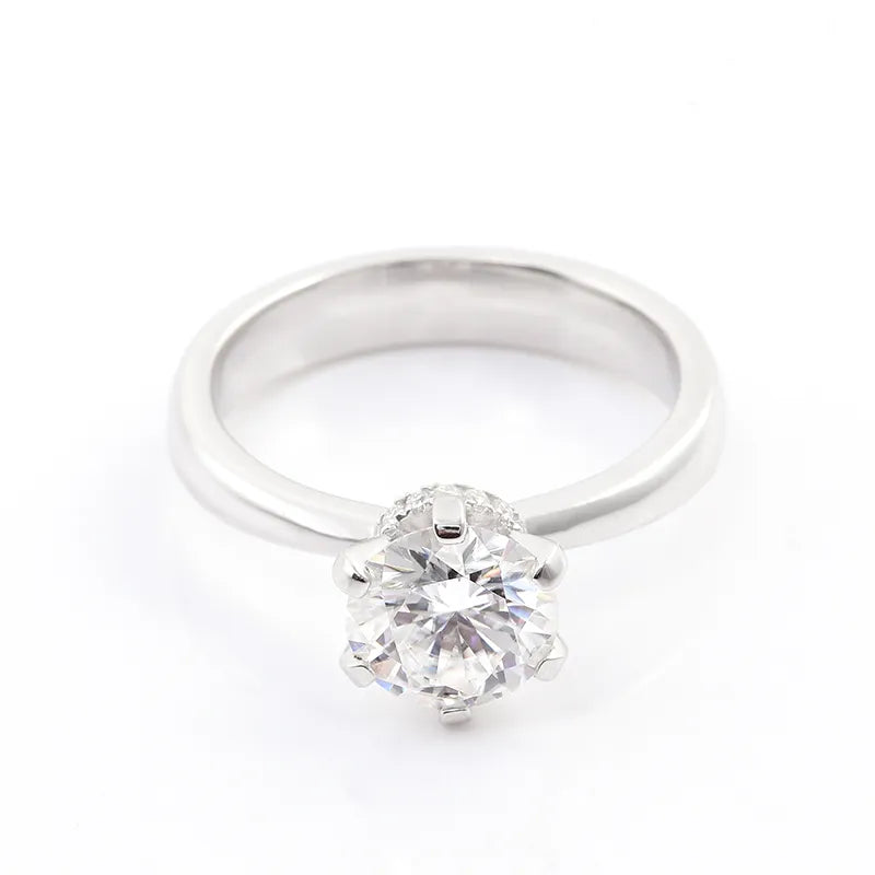 10K-18K , Classic 6-Prong Round Brilliant Cut Moissanite Solitaire Ring