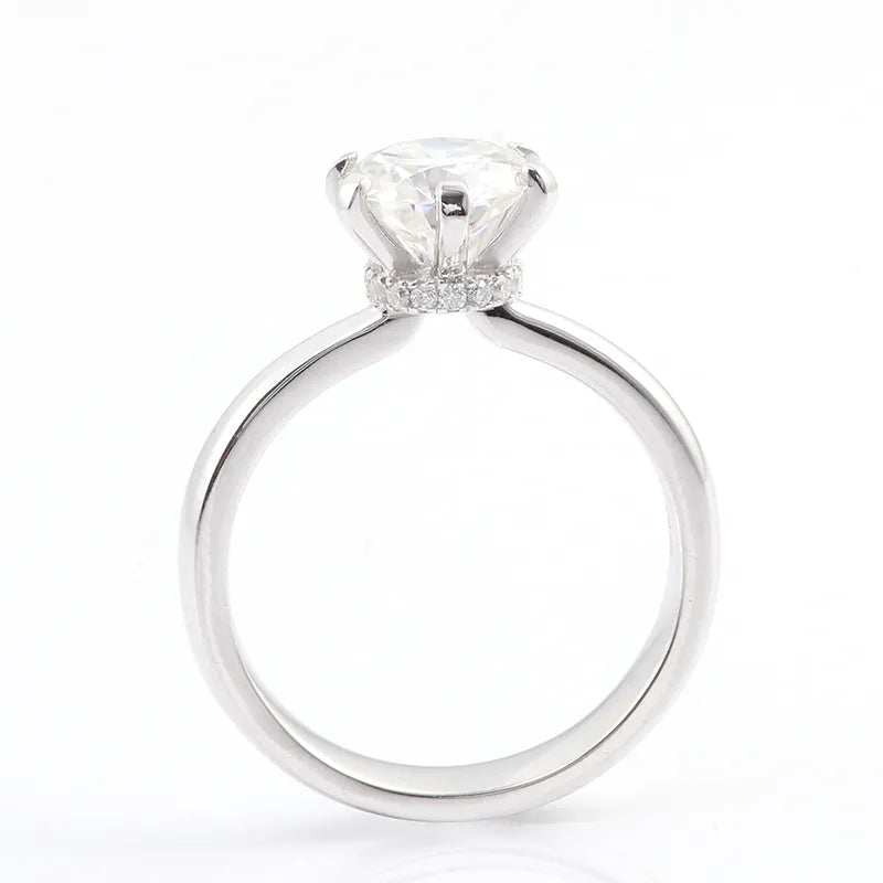 10K-18K , Classic 6-Prong Round Brilliant Cut Moissanite Solitaire Ring