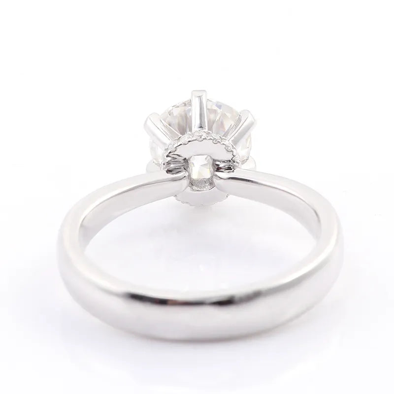 10K-18K , Classic 6-Prong Round Brilliant Cut Moissanite Solitaire Ring