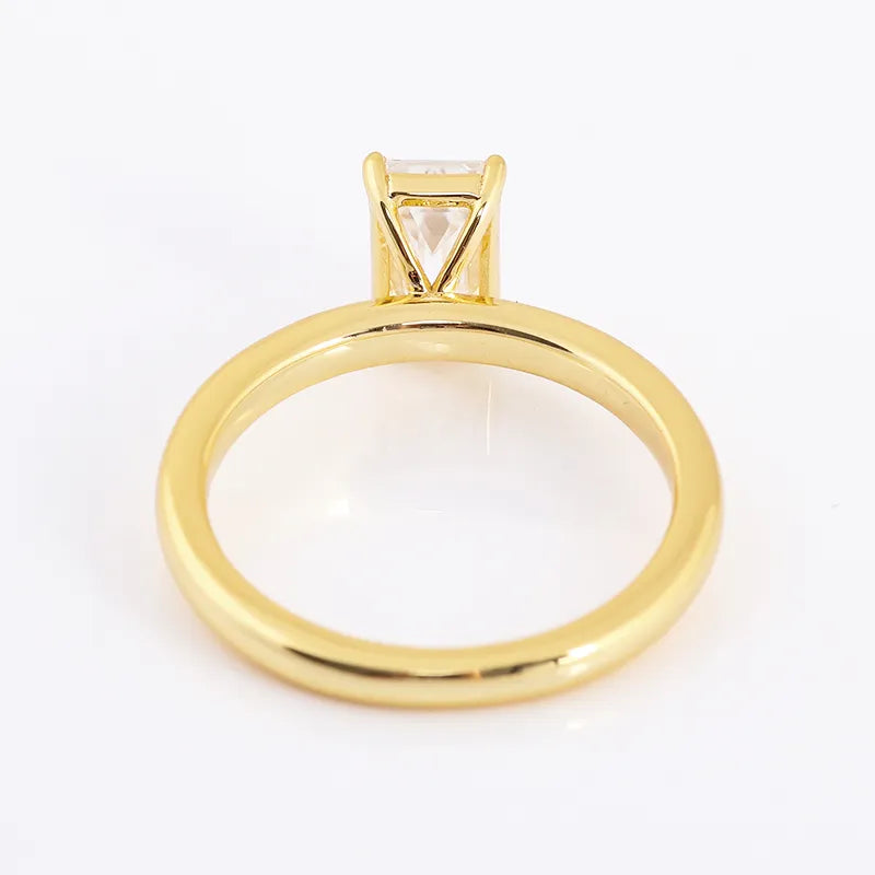 10K-18K , Emerald Cut Moissanite Solitaire Ring