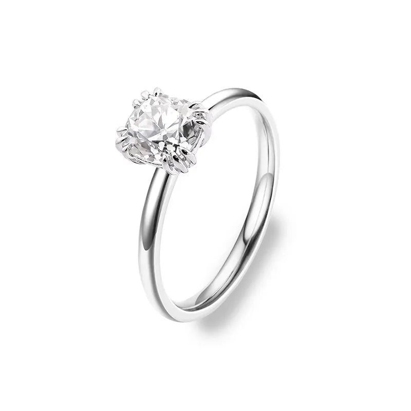 10K-18K , OEC Cushion Moissanite Triple Claws Solitaire Ring