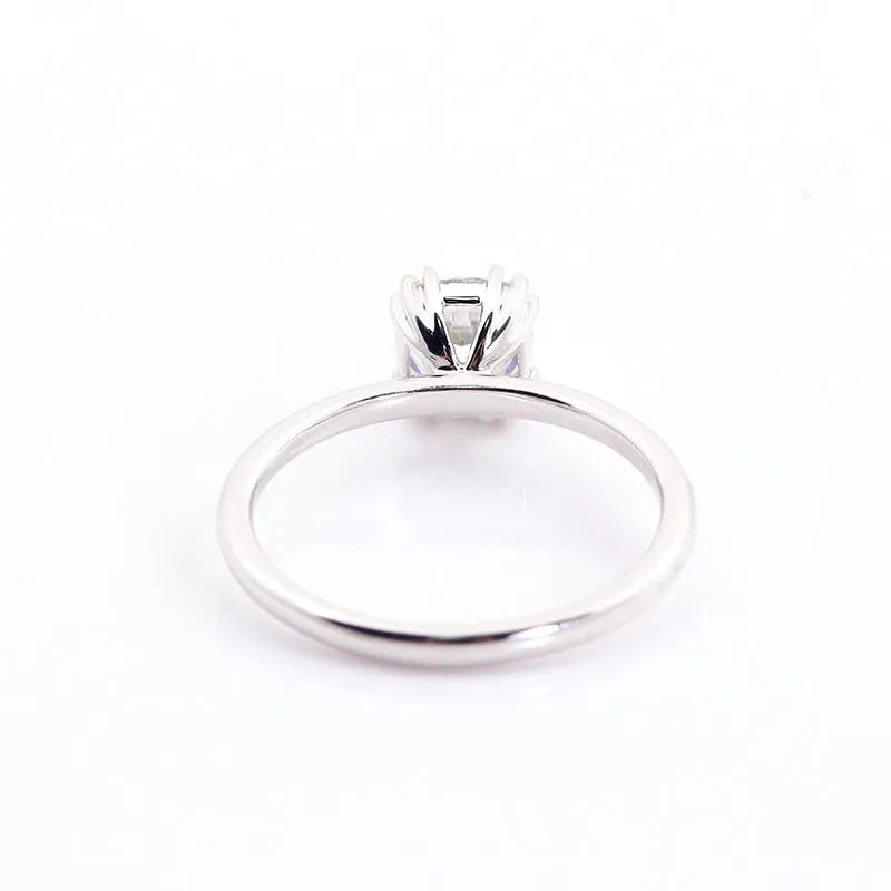 10K-18K , OEC Cushion Moissanite Triple Claws Solitaire Ring