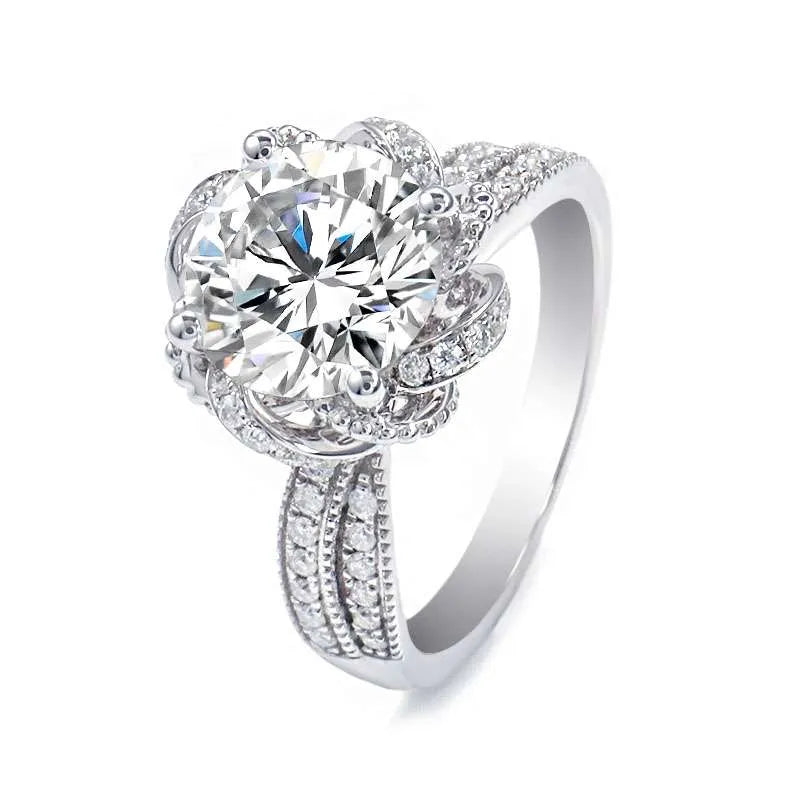 10K-18K ,Corss Arm Rose Petal Moissanite,ENGAGEMENT RING