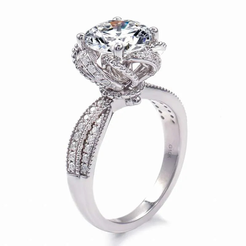 10K-18K ,Corss Arm Rose Petal Moissanite,ENGAGEMENT RING