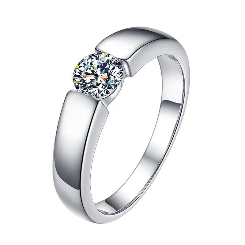 MOISSANITE ENGAGEMENT RING, Round Cut 0.50CT-1CT, Diamond Wedding Ring