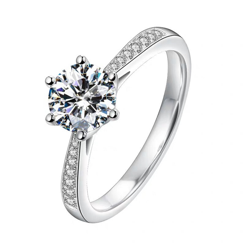 MOISSANITE ENGAGEMENT RING, ROUND CUT 1.00CT, CLASSIC FOUR CLAW SETTING,Synthetic diamonds