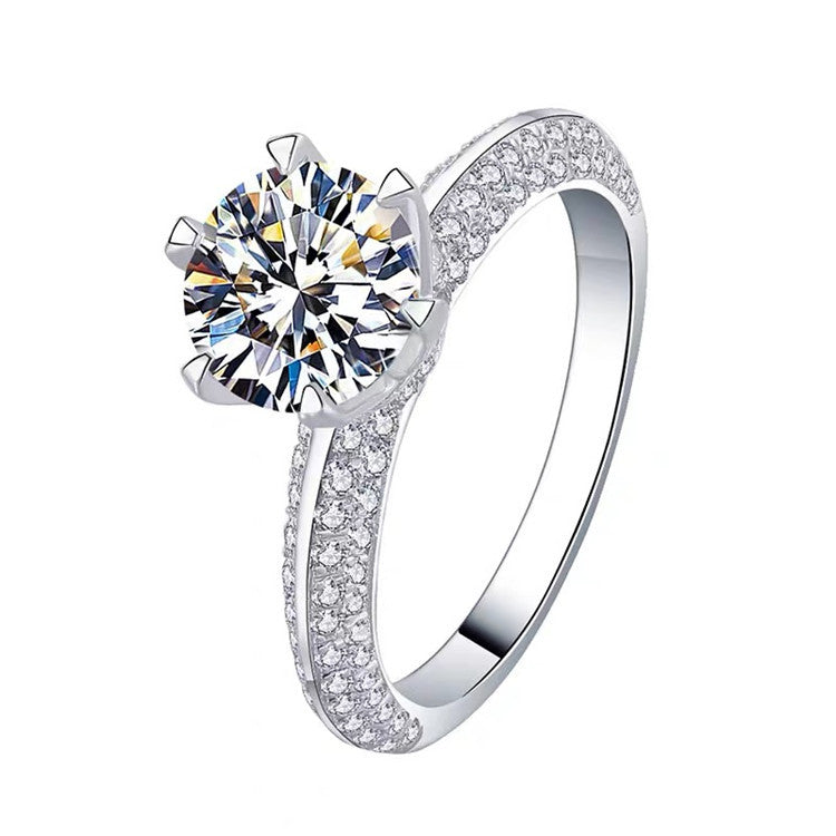 MOISSANITE ENGAGEMENT RING, ROUND CUT 1.00CT, Vintage FOUR CLAW SETTING,Synthetic diamonds