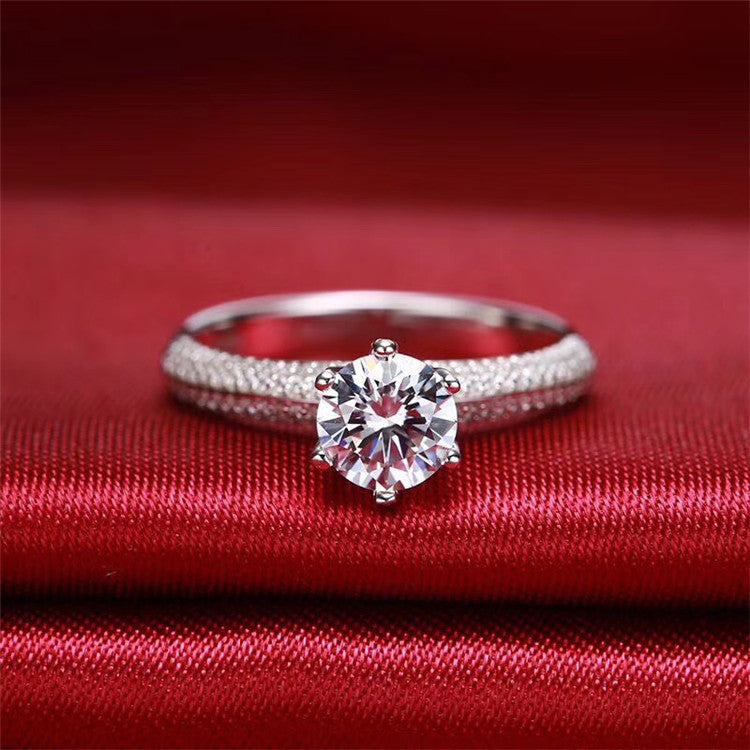 MOISSANITE ENGAGEMENT RING, ROUND CUT 1.00CT, Vintage FOUR CLAW SETTING,Synthetic diamonds