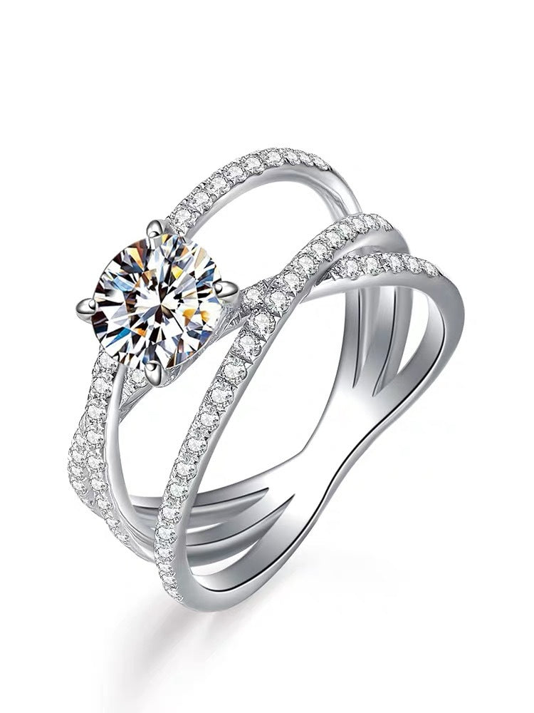 MOISSANITE ENGAGEMENT RING, ROUND CUT 1.00CT, CLASSIC FOUR CLAW SETTING,Synthetic diamonds