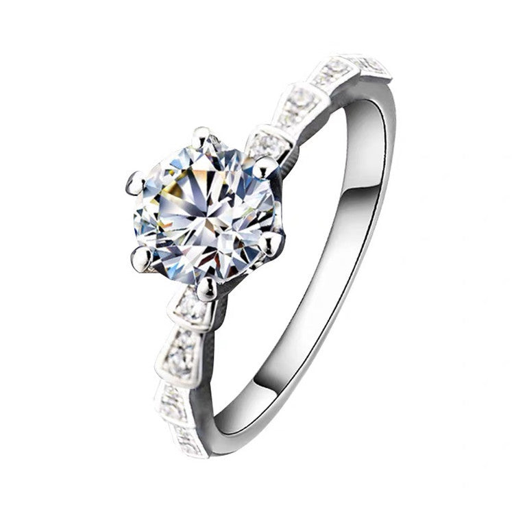 MOISSANITE ENGAGEMENT RING, ROUND CUT 1.00CT, Vintage FOUR CLAW SETTING,Synthetic diamonds