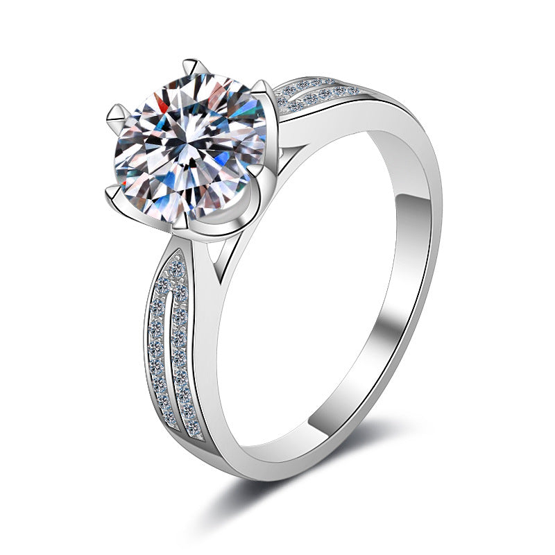 MOISSANITE ENGAGEMENT RING, Round Cut 0.50CT-1CT, Diamond Wedding Ring