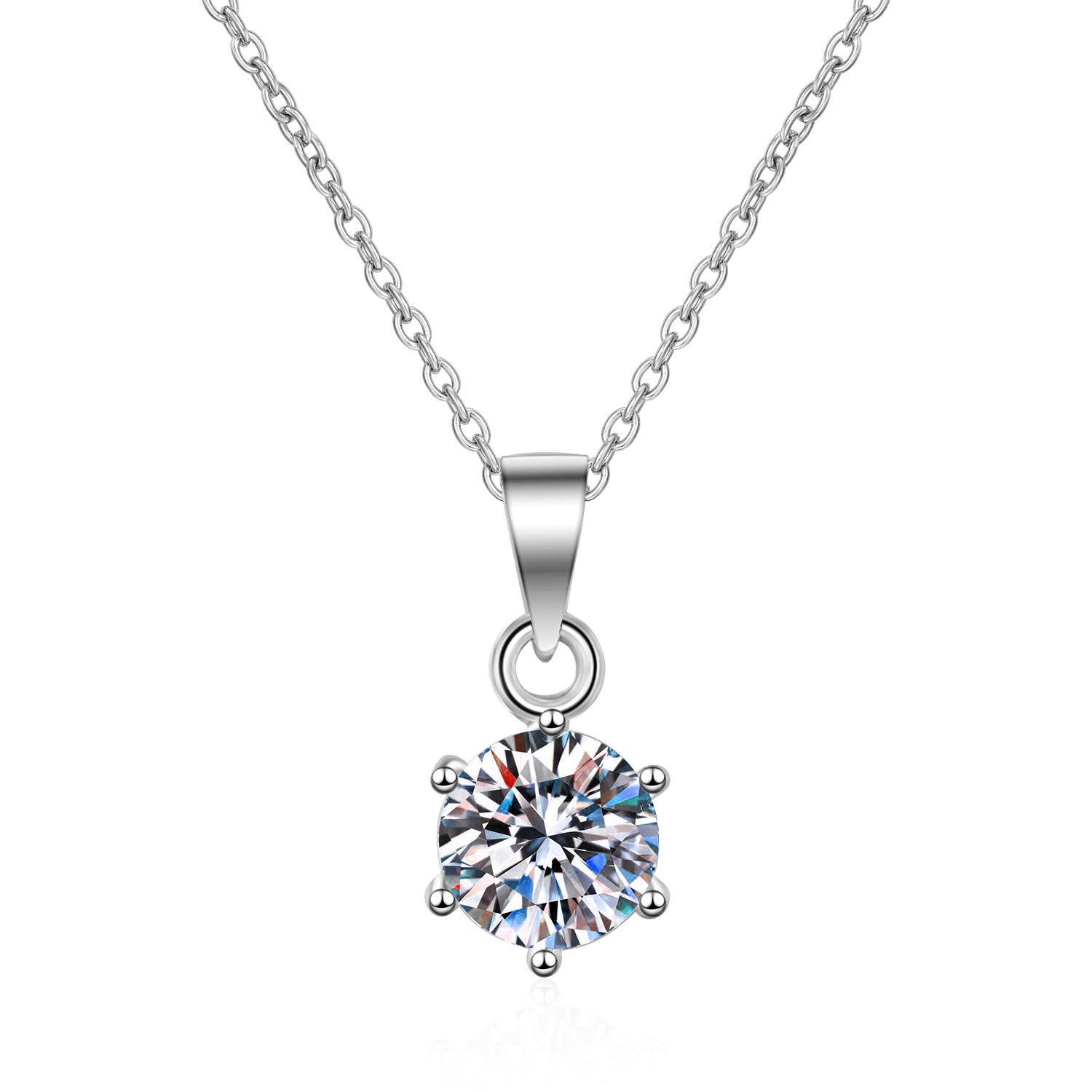 MOISSANITE  CLASSIC SOLITAIRE PENDANT- Platinum Plated  - Round Cut