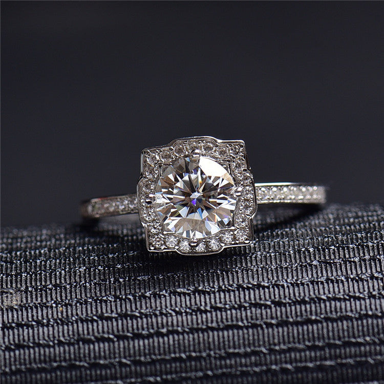 MOISSANITE ENGAGEMENT RING, ROUND CUT 0.80CT-1CT ,Vintage Classic Style