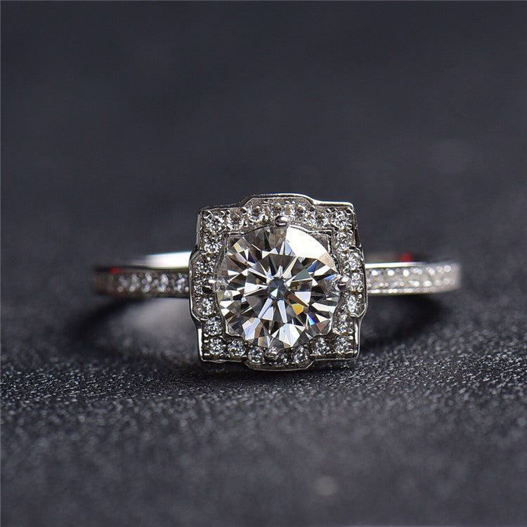 MOISSANITE ENGAGEMENT RING, ROUND CUT 0.80CT-1CT ,Vintage Classic Style