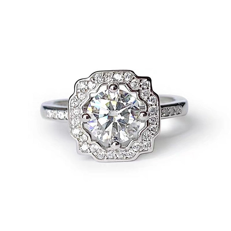 MOISSANITE ENGAGEMENT RING, ROUND CUT 0.80CT-1CT ,Vintage Classic Style