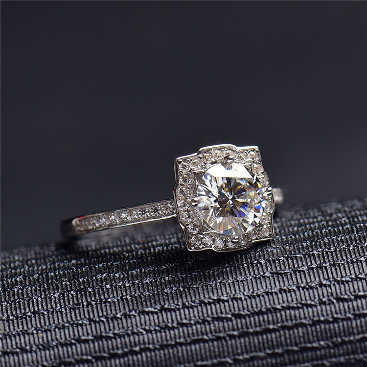 MOISSANITE ENGAGEMENT RING, ROUND CUT 0.80CT-1CT ,Vintage Classic Style