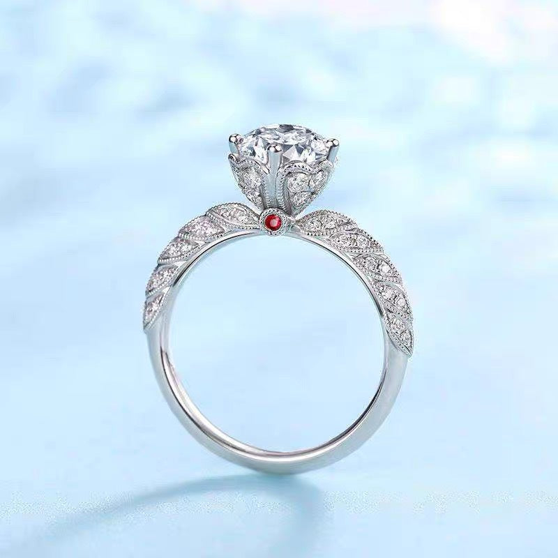 MOISSANITE ENGAGEMENT RING, ROUND CUT 0.80CT-1CT ,Vintage Classic Style