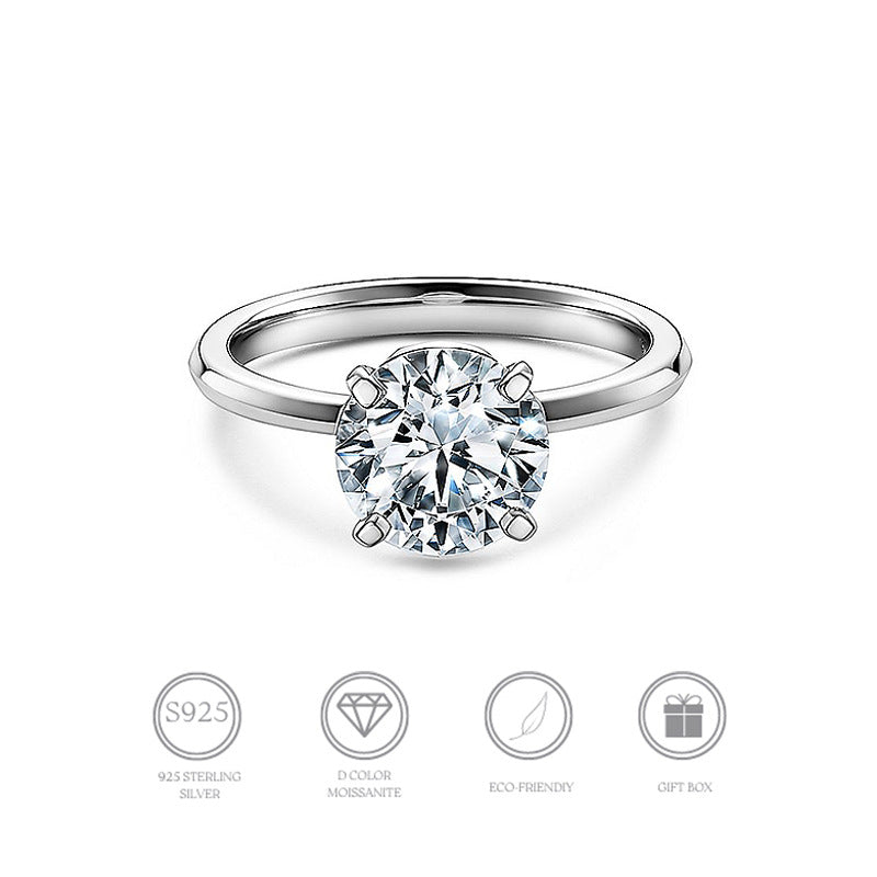 MOISSANITE ENGAGEMENT RING, ROUND CUT 1.00CT, CLASSIC FOUR CLAW SETTING,Synthetic diamonds