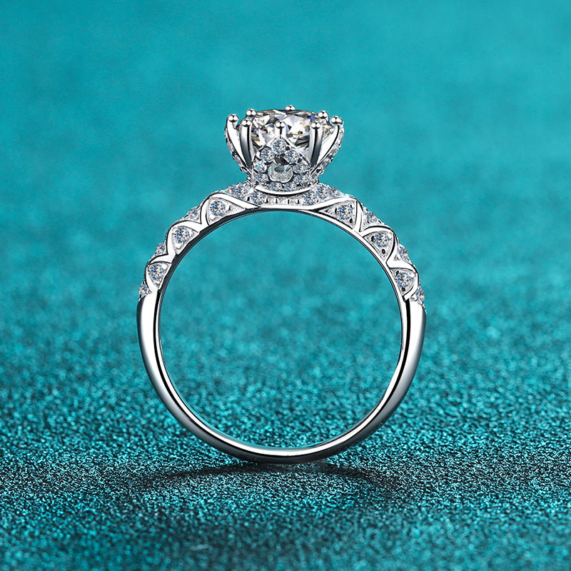 MOISSANITE ENGAGEMENT RING, ROUND CUT 1.00CT, CLASSIC FOUR CLAW SETTING,Synthetic diamonds