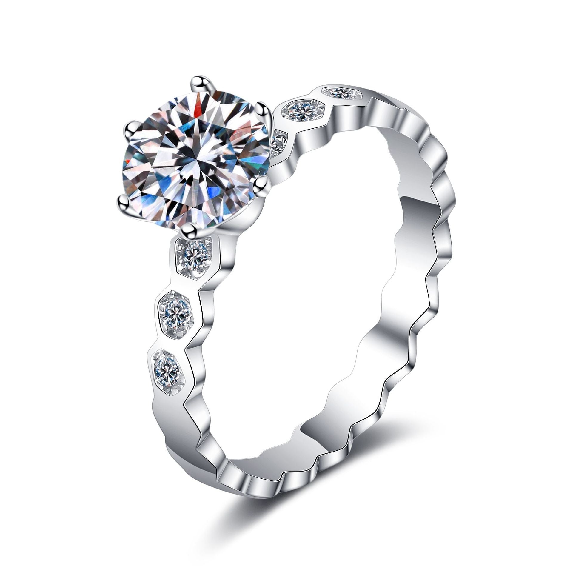 MOISSANITE ENGAGEMENT RING, Round Cut 0.50CT-1CT, Diamond Wedding Ring