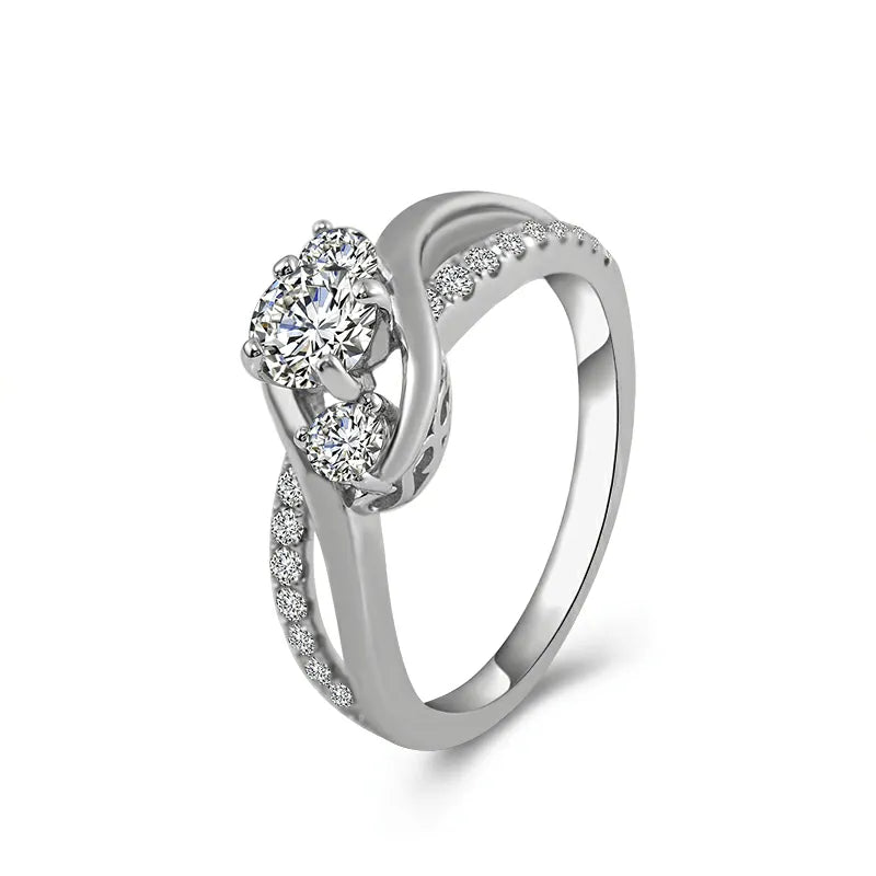 10K-18K , Three Stone Petite Twisted Vine Engagement Ring