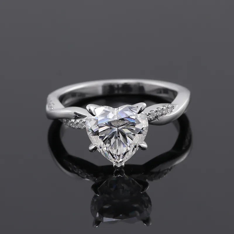 10K-18K , Heart Shape Moissanite Twist Shank Engagement Ring