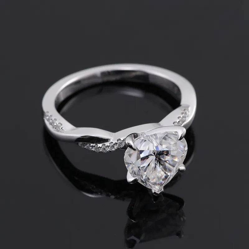 10K-18K , Heart Shape Moissanite Twist Shank Engagement Ring