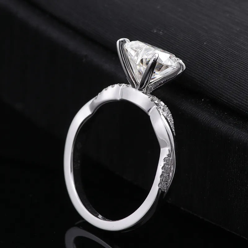 10K-18K , Heart Shape Moissanite Twist Shank Engagement Ring