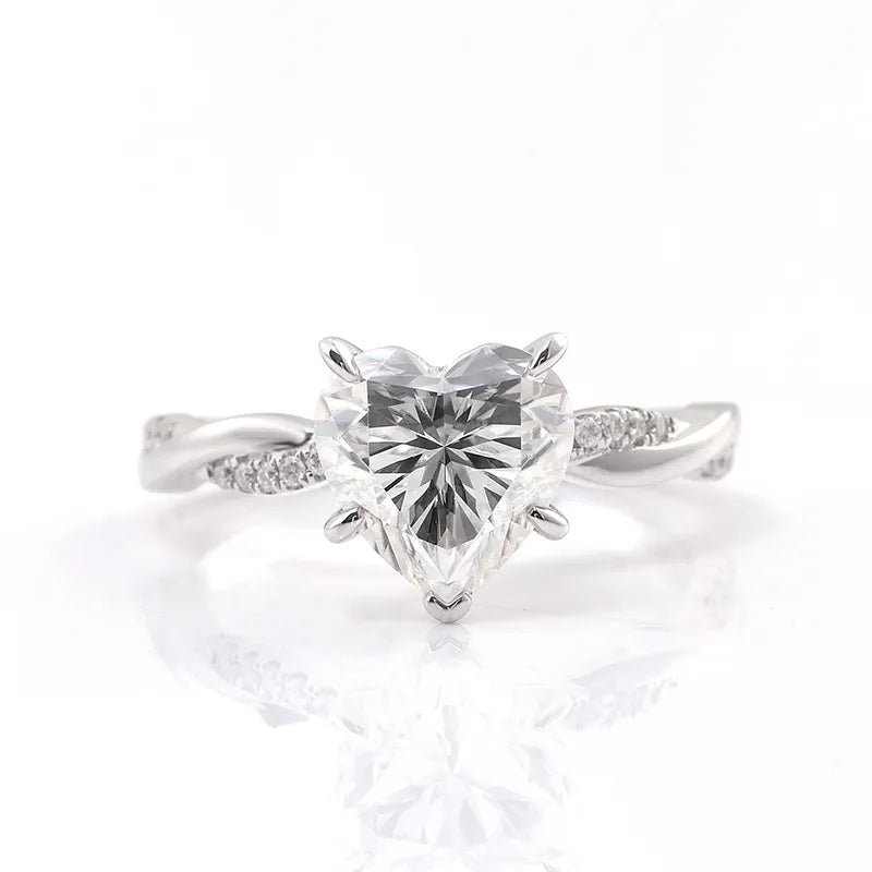 10K-18K , Heart Shape Moissanite Twist Shank Engagement Ring