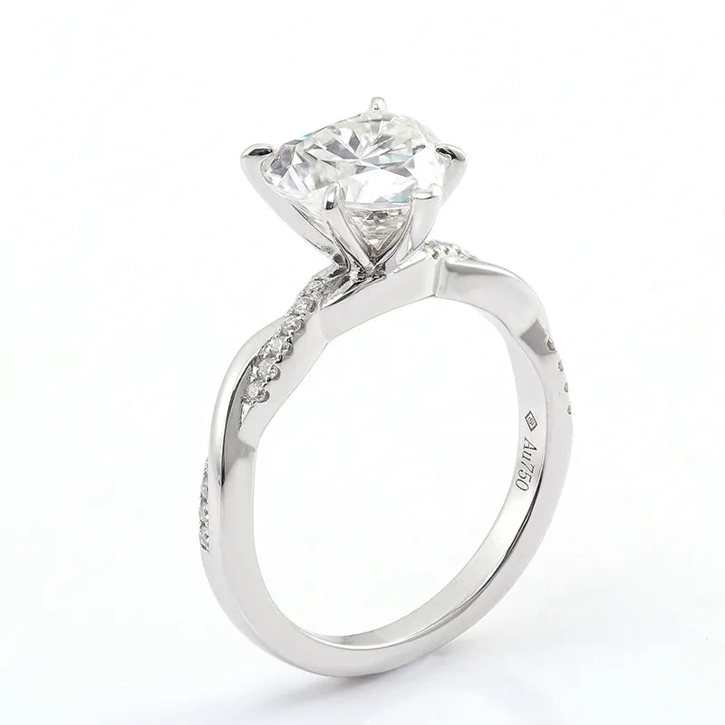 10K-18K , Heart Shape Moissanite Twist Shank Engagement Ring