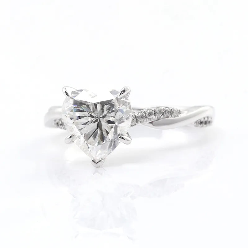 10K-18K , Heart Shape Moissanite Twist Shank Engagement Ring