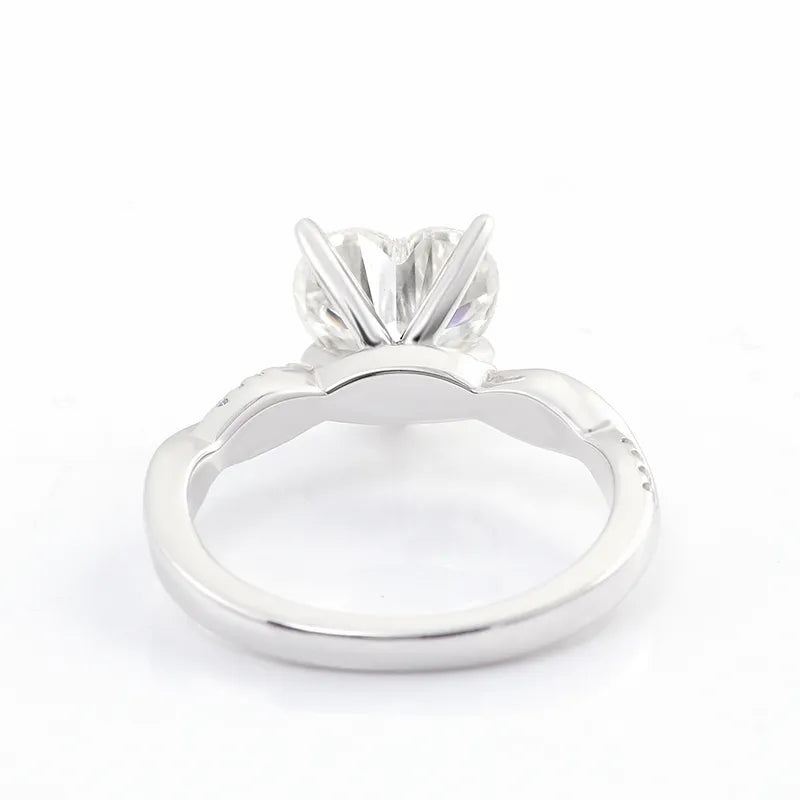 10K-18K , Heart Shape Moissanite Twist Shank Engagement Ring